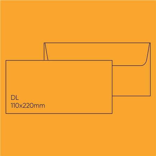 Paperpoint Note Card Envelope - DL (110 x 220mm), Yellow, Pack of 10