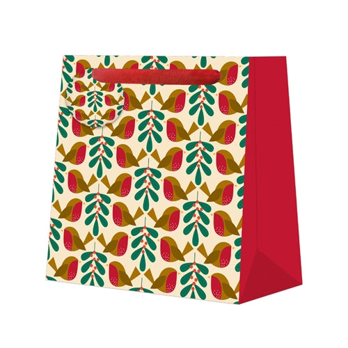 Penny Kennedy Penny Kennedy Christmas Gift Bag - Medium, Robins & Mistletoe