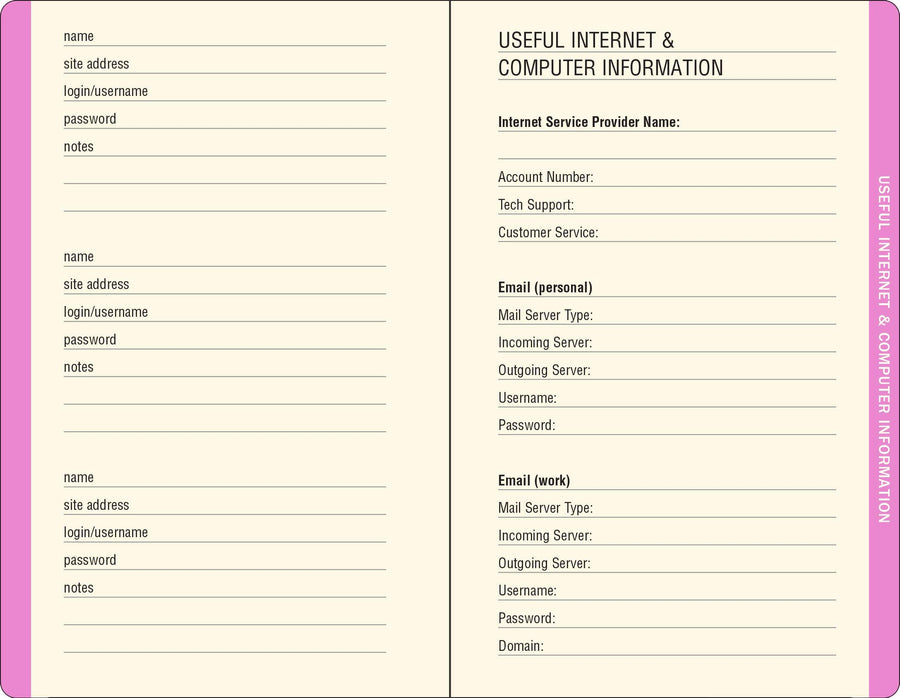 Peter Pauper Press Internet Address & Password Logbook - Peony Garden