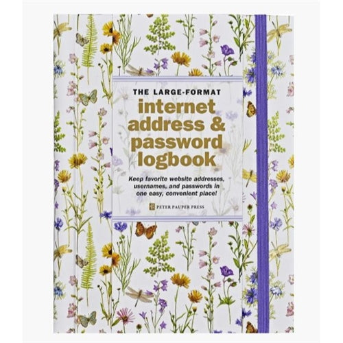 Peter Pauper Press Internet Address & Password Logbook -Wildflower Garden, Large Print