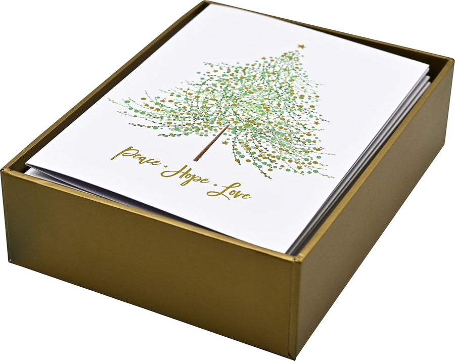 Peter Pauper Press Peter Pauper Press Boxed Christmas Cards - Small, Tree of Festive Wishes