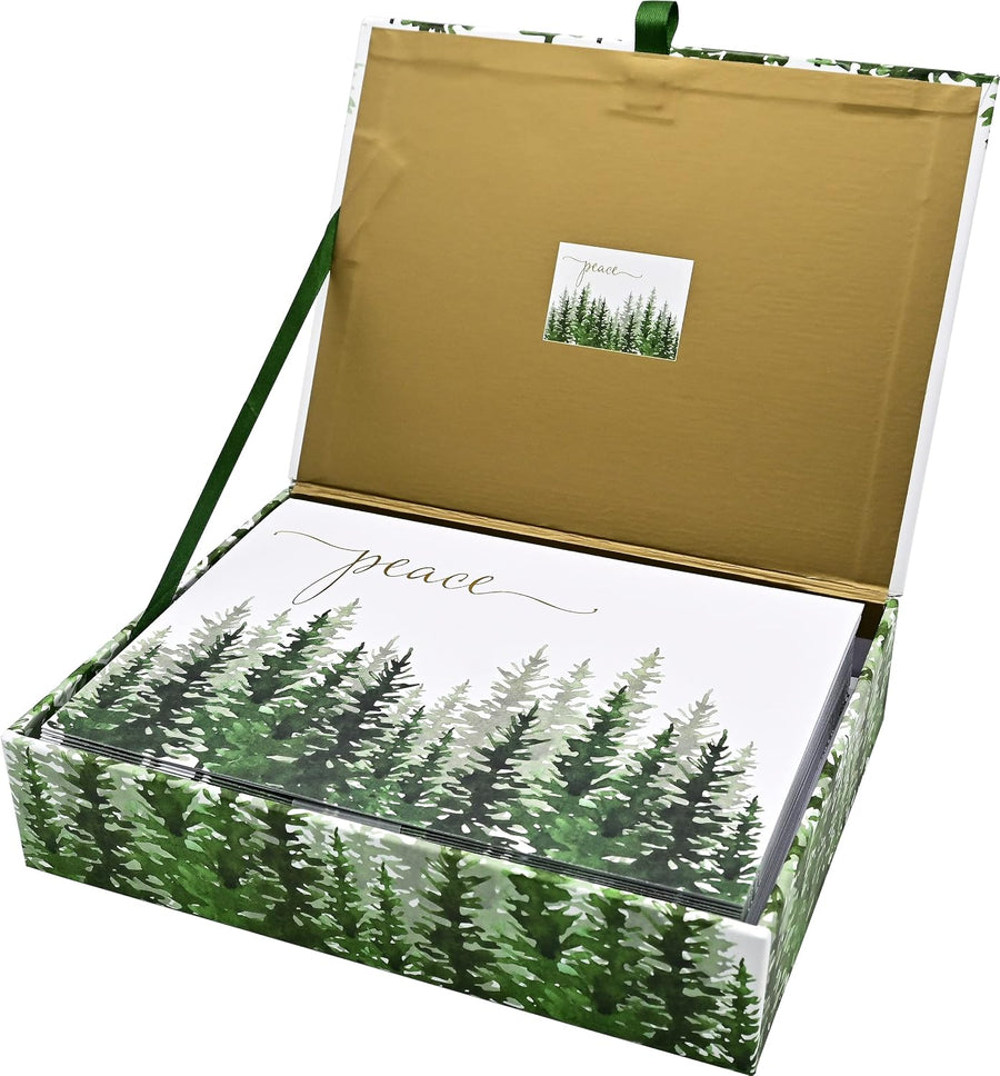 Peter Pauper Press Peter Pauper Press Deluxe Boxed Holiday Cards - Winter Evergreens