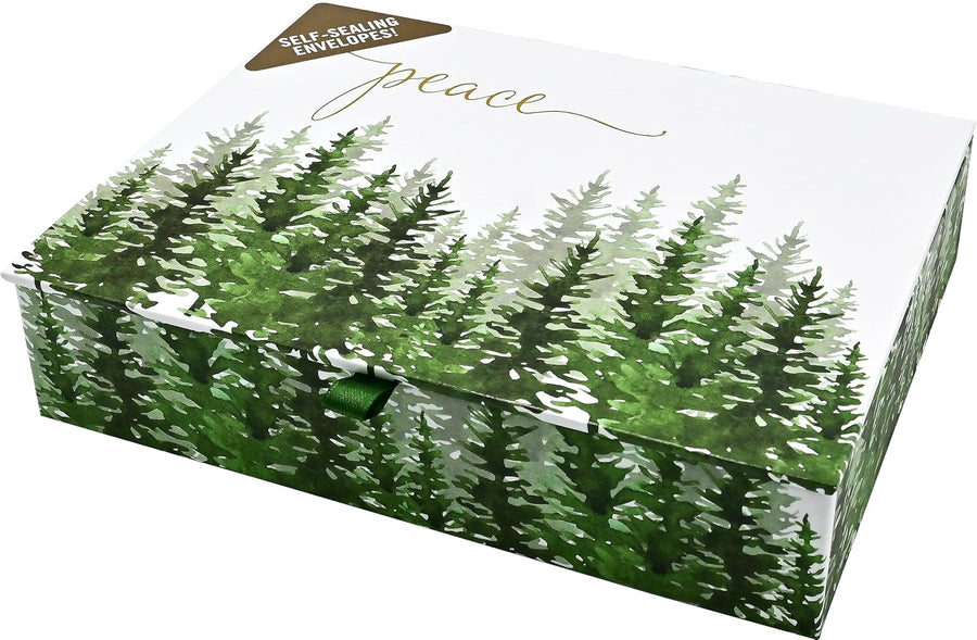 Peter Pauper Press Peter Pauper Press Deluxe Boxed Holiday Cards - Winter Evergreens