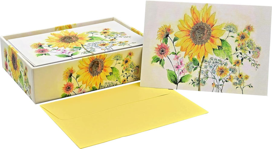 Peter Pauper Press Peter Pauper Press Note Card Set - Watercolour Sunflower