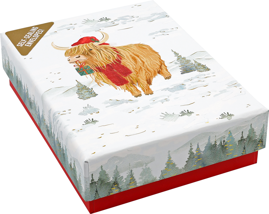 Peter Pauper Press Peter Pauper Press Small Boxed Holiday Cards - Highland Cow