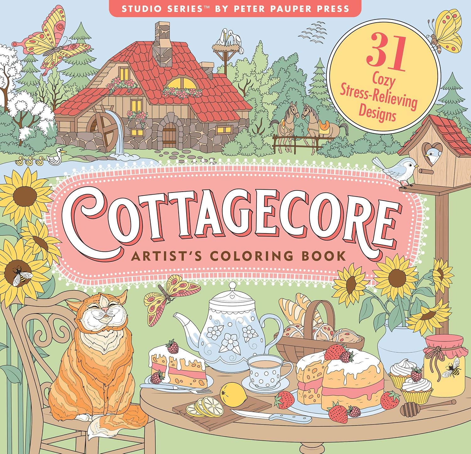 Peter Pauper Press Studio Series Colouring Book - Cottagecore