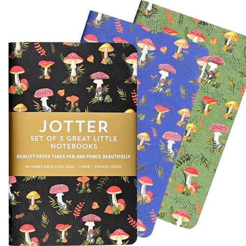 Peter Pauper Press Studio Series - Jotter Mini Notebook - Mushrooms, Set of 3