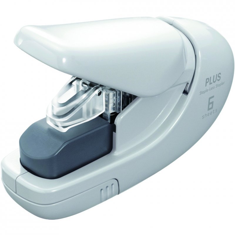 PLUS Japan PLUS Japan - Staple Free Stapler, White