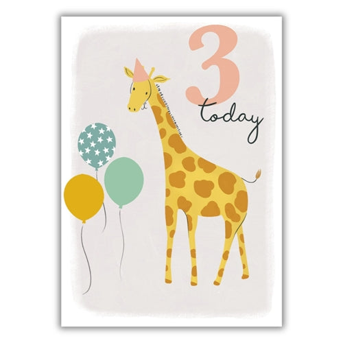 Portfolio Ltd Portfolio Birthday Card - 3 Today Giraffe