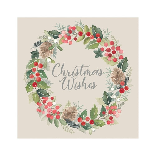 PPD - Paperproducts Design Christmas PPD Napkin - Lunch, Merry Wreath Cream
