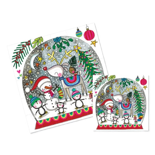 Rachel Ellen Rachel Ellen Christmas Jigsaw Card - Reindeer Snow Globe