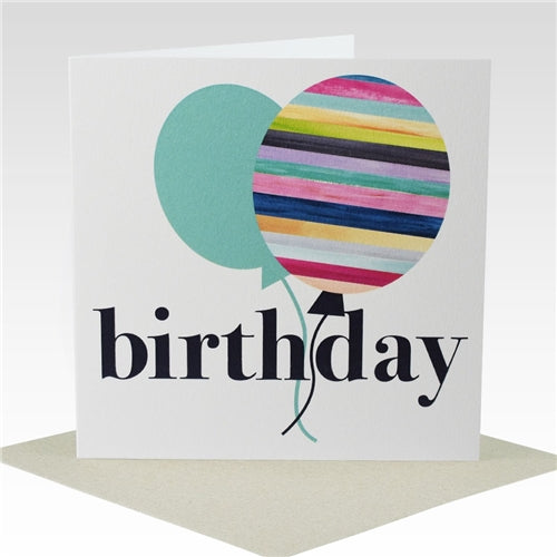 Rhicreative Rhicreative Greeting Card - Birthday Striped Balloon