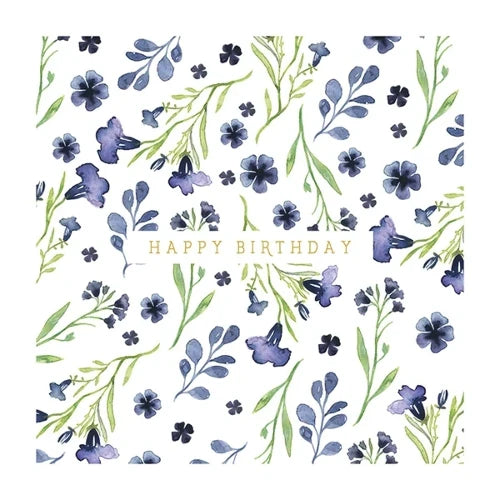 The Art File The Art File Birthday Card - Natural Phenomenon, Blue Flowers