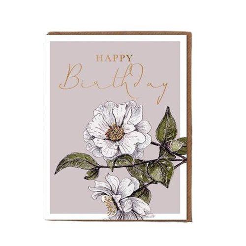 Toasted Crumpet Toasted Crumpet Greeting Card - "Blanc", Camelia Happy Birthday