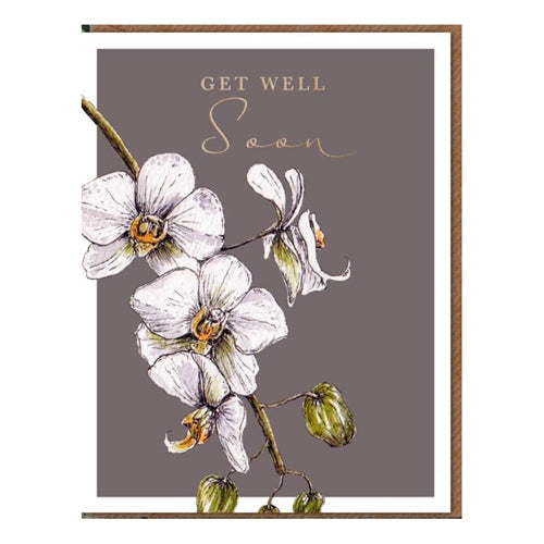 Toasted Crumpet Toasted Crumpet Greeting Card - "Blanc Series", Orchid Get Well Soon