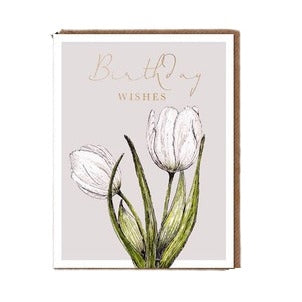 Toasted Crumpet Toasted Crumpet Greeting Card - "Blanc", Tulip Birthday Wishes