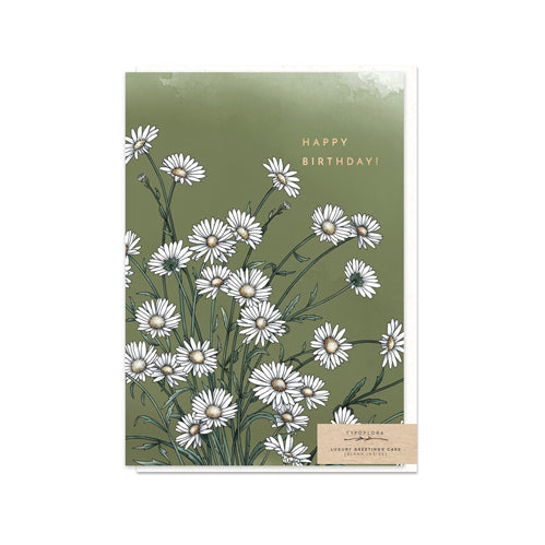 Typoflora Typoflora Birthday Card - Foil Floral Portrait, Daisy