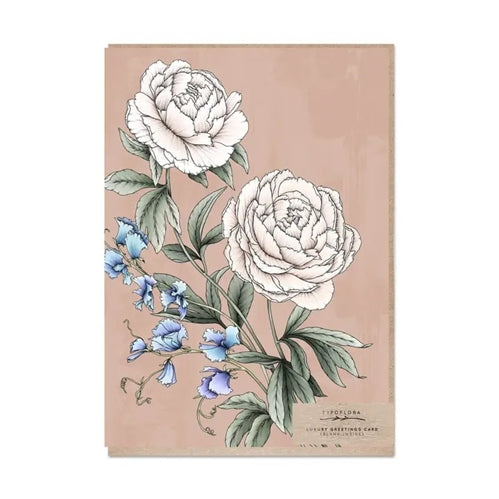 Typoflora Typoflora Greeting Card - Floral Portrait, White Peony