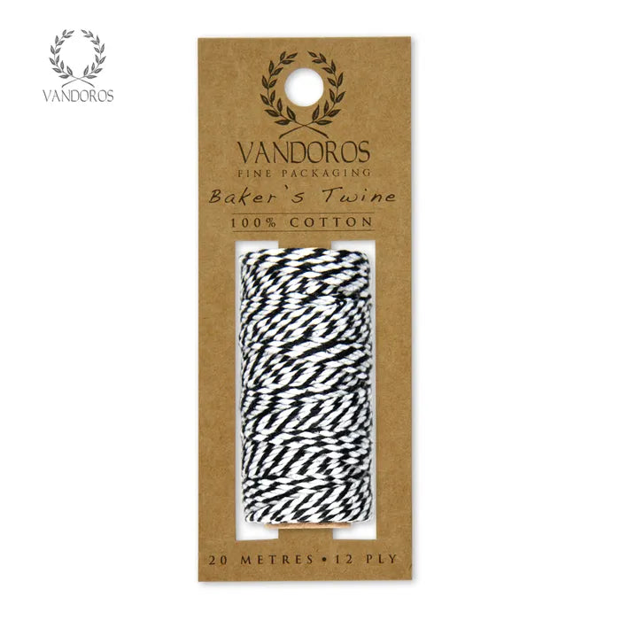 Vandoros Baker's Twine - Black/White, 20m Roll