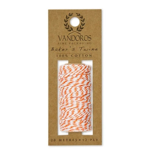 Vandoros Baker's Twine - Orange/White, 20m Roll