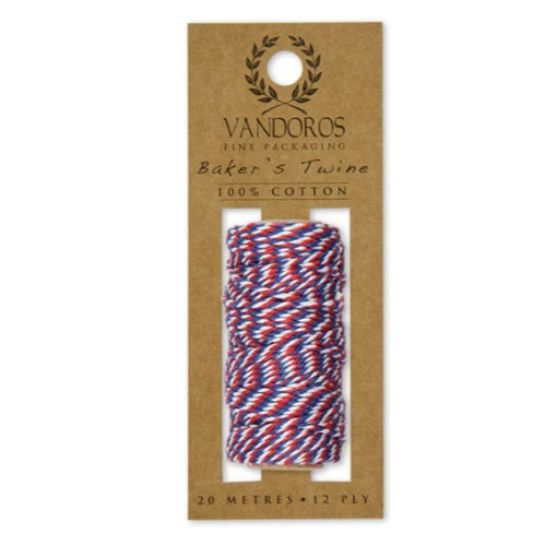 Vandoros Baker's Twine - Red/Blue/White, 20m Roll