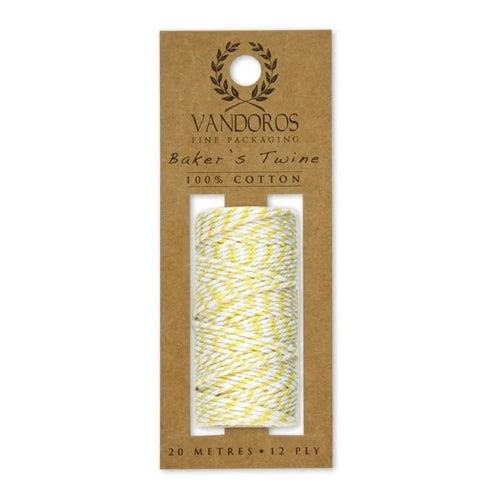 Vandoros Baker's Twine - Yellow/White, 20m Roll