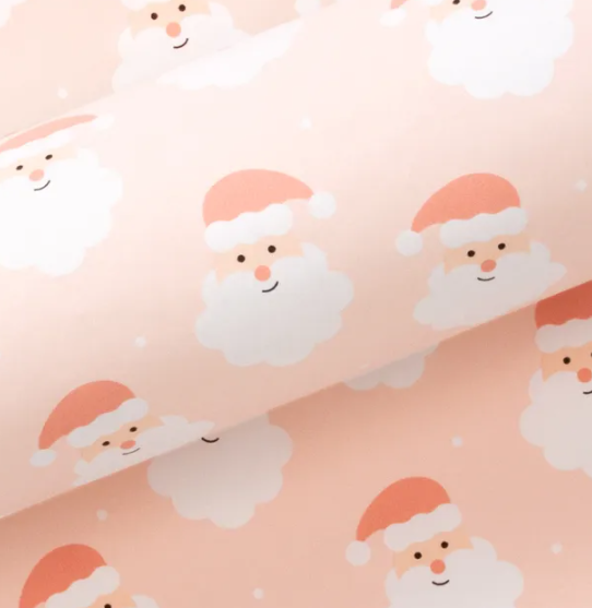 Vandoros Christmas Wrapping Paper - Saint Nick, Blush Pink, Uncoated (approx 3 mtrs)