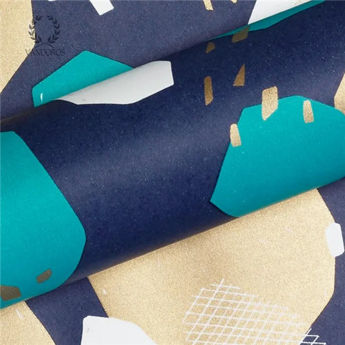 Vandoros Gift Wrapping Paper - Fragments, Uncoated, Navy/Jade (approx 3 mtrs)