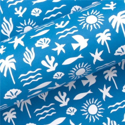 Vandoros Gift Wrapping Paper - Sand to Sea, Uncoated, Electric Blue (approx 3 mtrs)