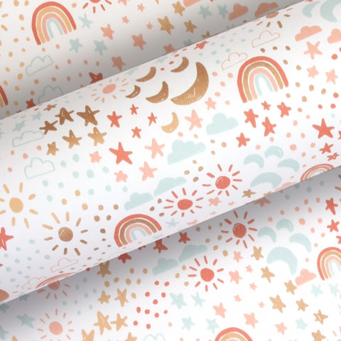 Vandoros Gift Wrapping Paper - Sun, Moon & Stars, Soft (Approx 3 mtrs)