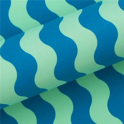 Vandoros Gift Wrapping Paper - Waves, Uncoated, Aqua/Electric Blue (approx 3 mtrs)