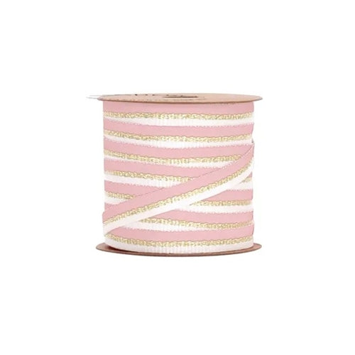 Vandoros Ribbon 10M Bobbin - 6mm Pinstripe, Champagne/Gold