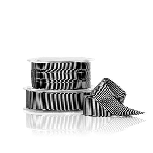 Vandoros Ribbon: 25mm Alice - Black/White (per metre)
