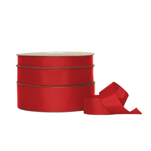 Vandoros Ribbon: 25mm Grosgrain Scarlet Red (per metre)