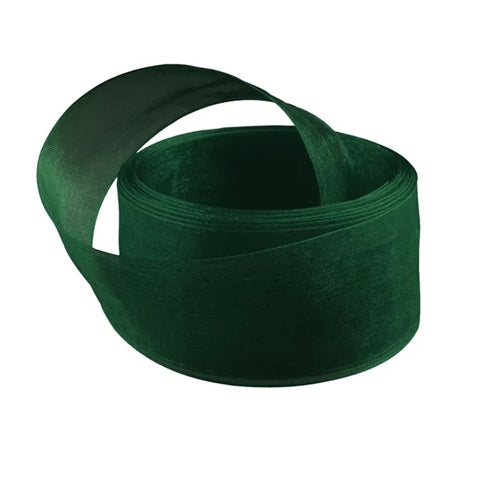 Vandoros Ribbon: 25mm Misty Fine Edge Organza, Green (per metre)