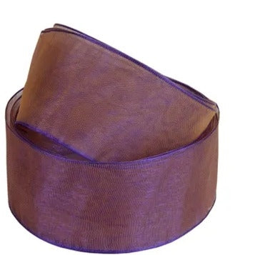 Vandoros Ribbon: 25mm Shot Spark Organza, Purple/Bronze (per metre)