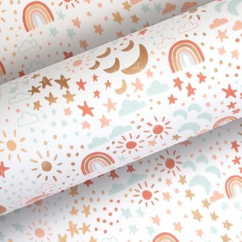 Vandoros Vandoros Wrapping Paper - Sun, Moon & Stars, Soft (Approx 3 mtrs)