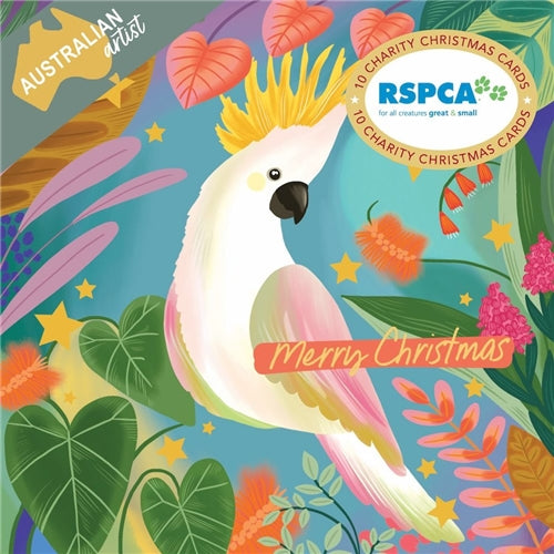 Vevoke Charity Boxed Christmas Cards - Colourful Cockatoo, Box of 10