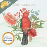 Vevoke Charity Boxed Christmas Cards - Floral King Parrot, Box of 10