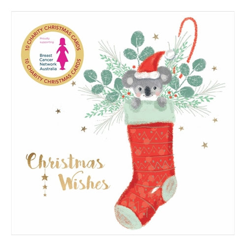 Vevoke Charity Boxed Christmas Cards - Koala Stocking, Box of 10
