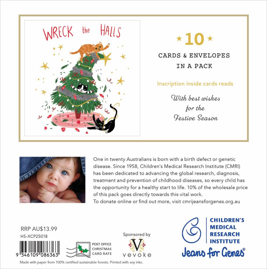 Vevoke Charity Boxed Christmas Cards - Wreck The Halls, Box of 10