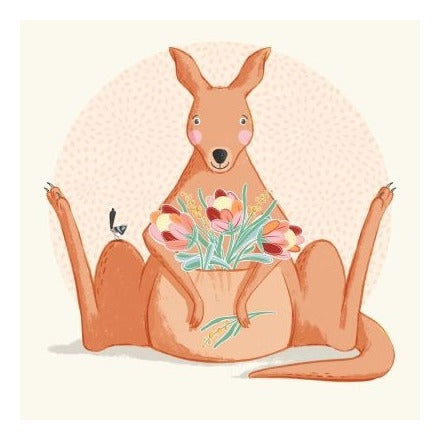 Wirihana Design Wirihana Design Greeting Card - Kangaroo With Flowers