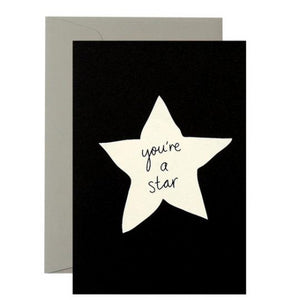 Me & Amber Greeting Card - You're a Star, White Ink on Black