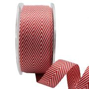 Ribbon: 19mm Woven V Stripe - Red/White (per metre)