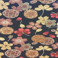 Chiyogami Paper - A4, Olive & Maroon Flowers on Black Background