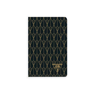 Clairefontaine Sewn Spine Notebook - Neo Deco Collection, Pocket, Ruled, Ebony Black