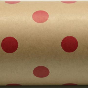 Kraft Gift Wrapping Paper - Red Dots on Kraft (Approx 3 mtrs)