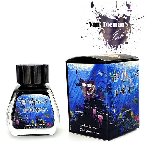 Van Dieman's Fountain Pen Ink - Underwater Series, Sunken Treasure, Shimmering, 30ml