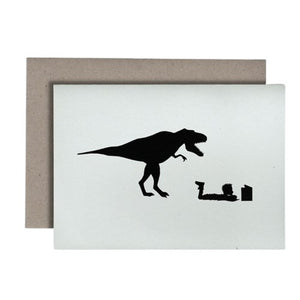 Miriam Cox Papercuts Greeting Card - Reading Dinosaur