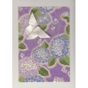 Heiko Design Greeting Card - Butterfly Origami, Mauve Hydrangeas
